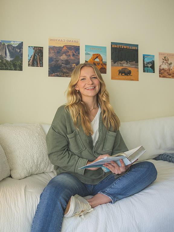 Student studying in room